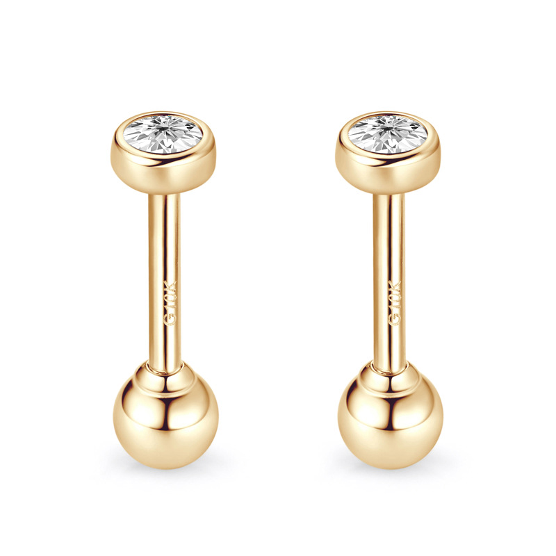 10K Gold Bubble Mini Moissanite Stud Earrings