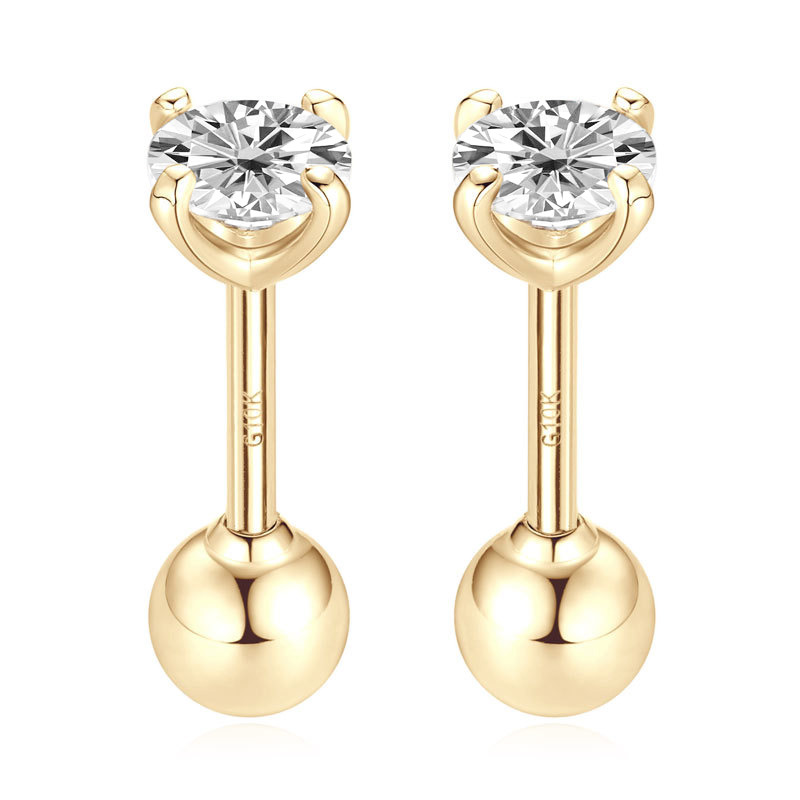 10K Gold Mini Moissanite Stud Earrings