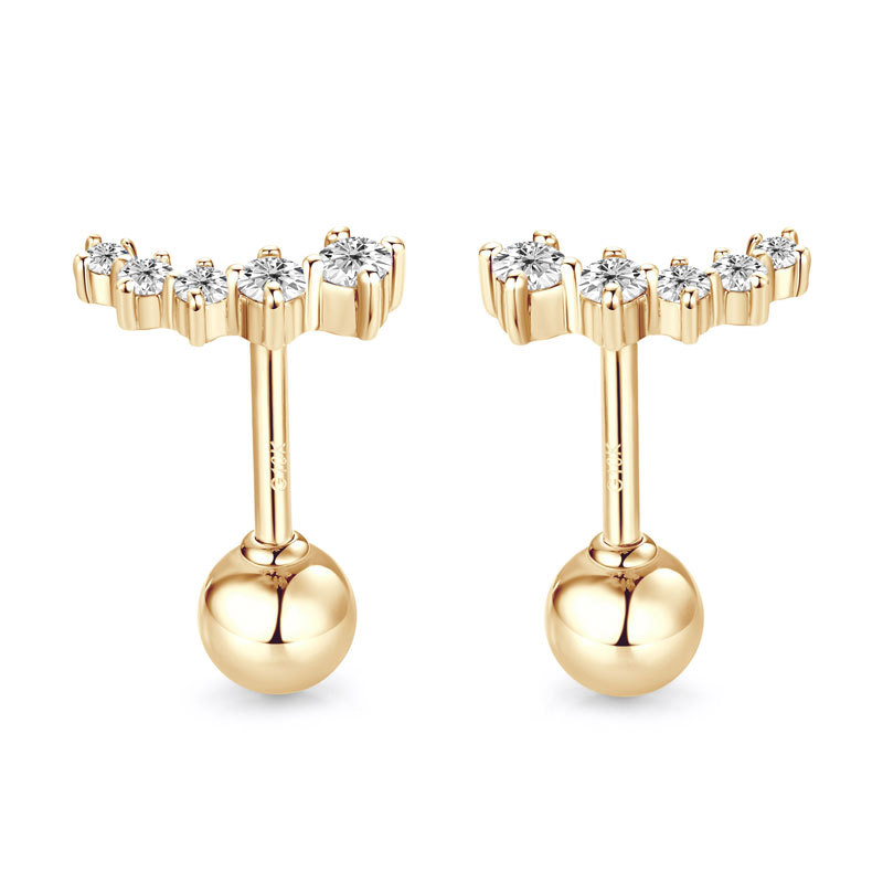 10K Gold 5-Star Mini Moissanite Stud Earrings