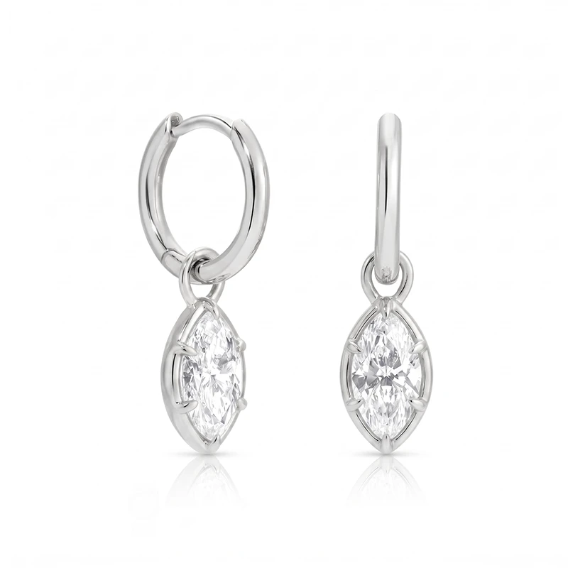Marquise Bezel Illusion Hoop Moissanite Earrings