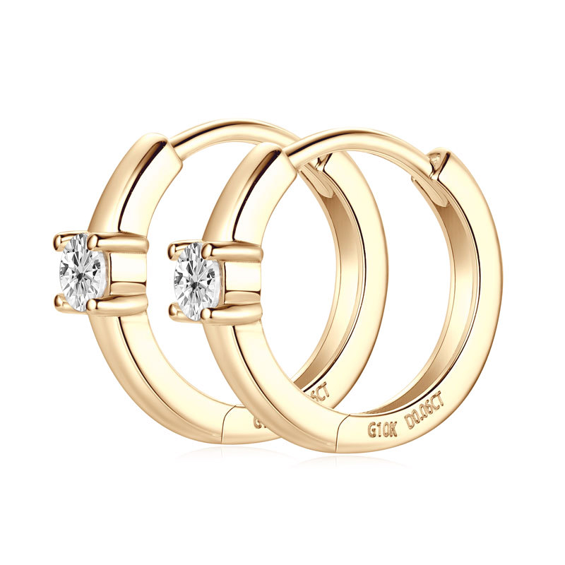 10K Gold Simple Moissanite Hoop Earrings