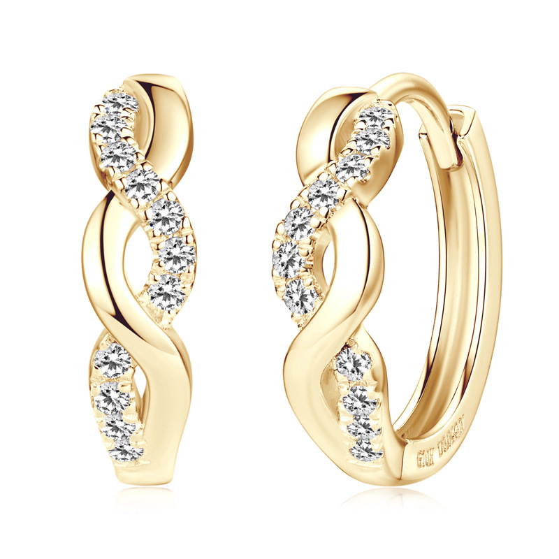 10K Gold Twisted Moissanite Hoop Earrings