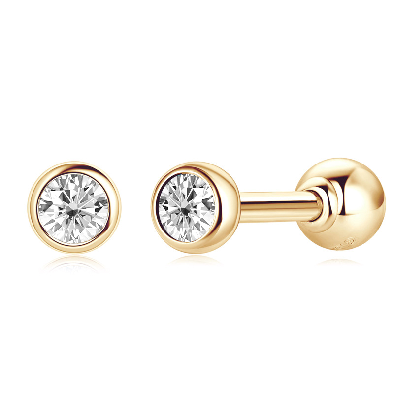 10K Gold Bubble Mini Moissanite Stud Earrings