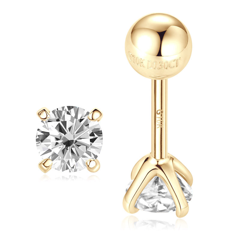 10K Gold Mini Moissanite Stud Earrings