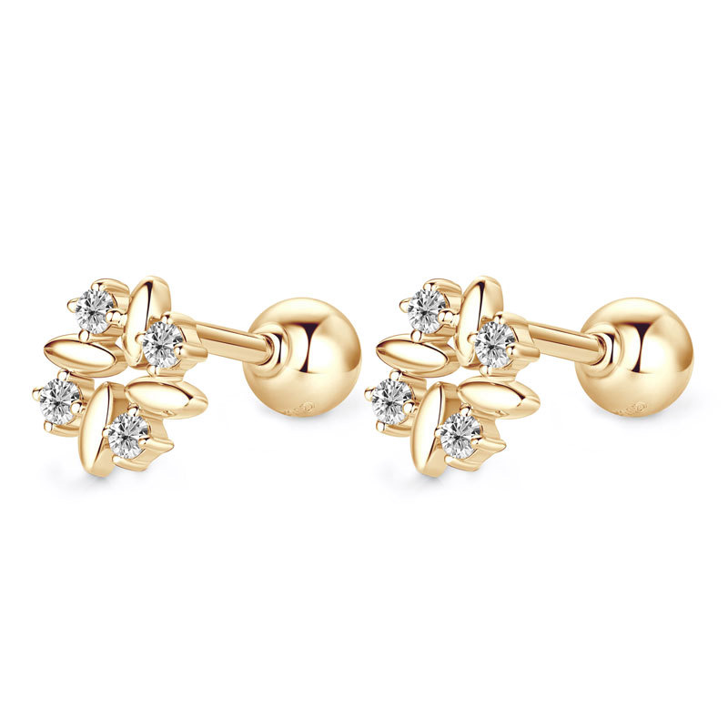 10K Gold Firework Mini Moissanite Stud Earrings