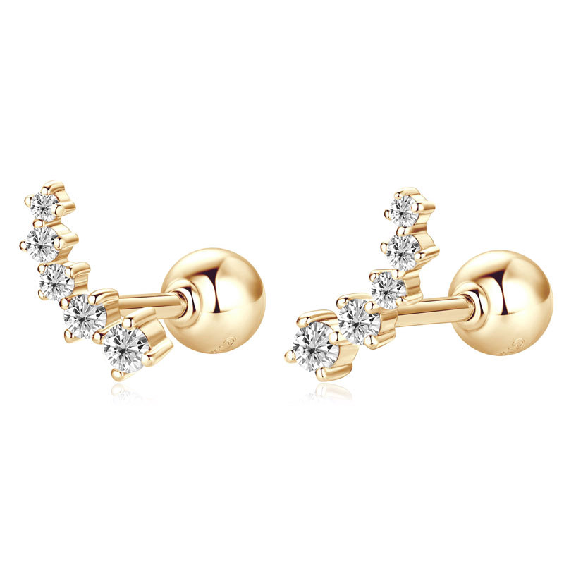 10K Gold 5-Star Mini Moissanite Stud Earrings