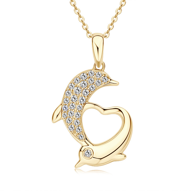 10k Gold Dolphin Moissanite Necklace