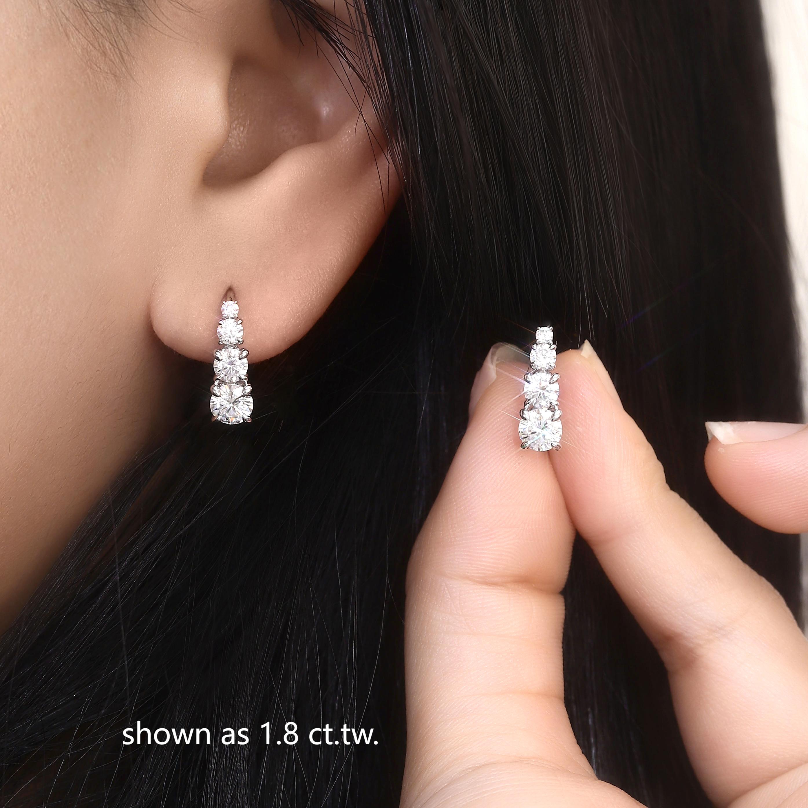 Carol Four-Stone Leverback Moissanite Earrings-VOOGME