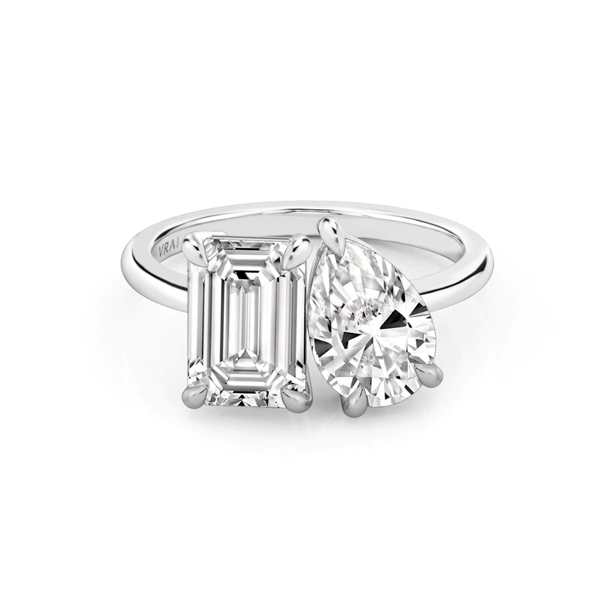 Toi Et Moi Emerald and Pear Engagement Ring
