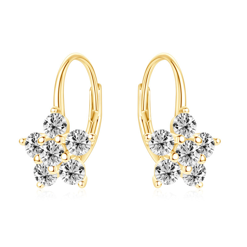 Flower Leverback Moissanite Earrings