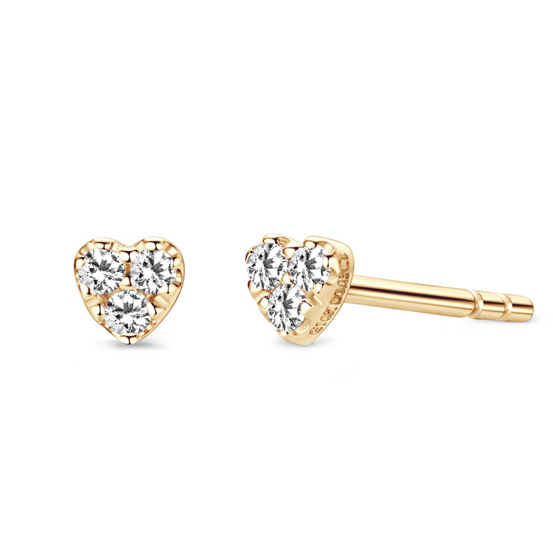 10K Gold Heart Mini Moissanite Stud Earrings