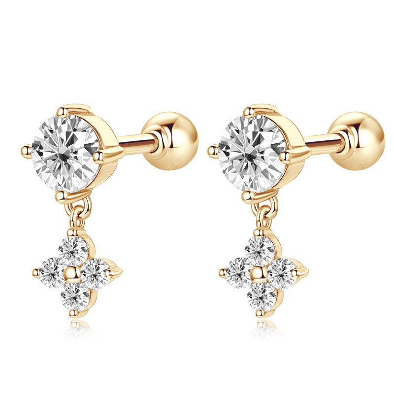10K Gold Flower Moissanite Stud Earrings