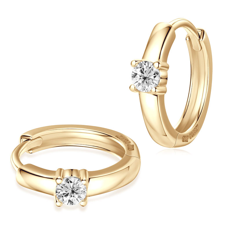 10K Gold Simple Moissanite Hoop Earrings