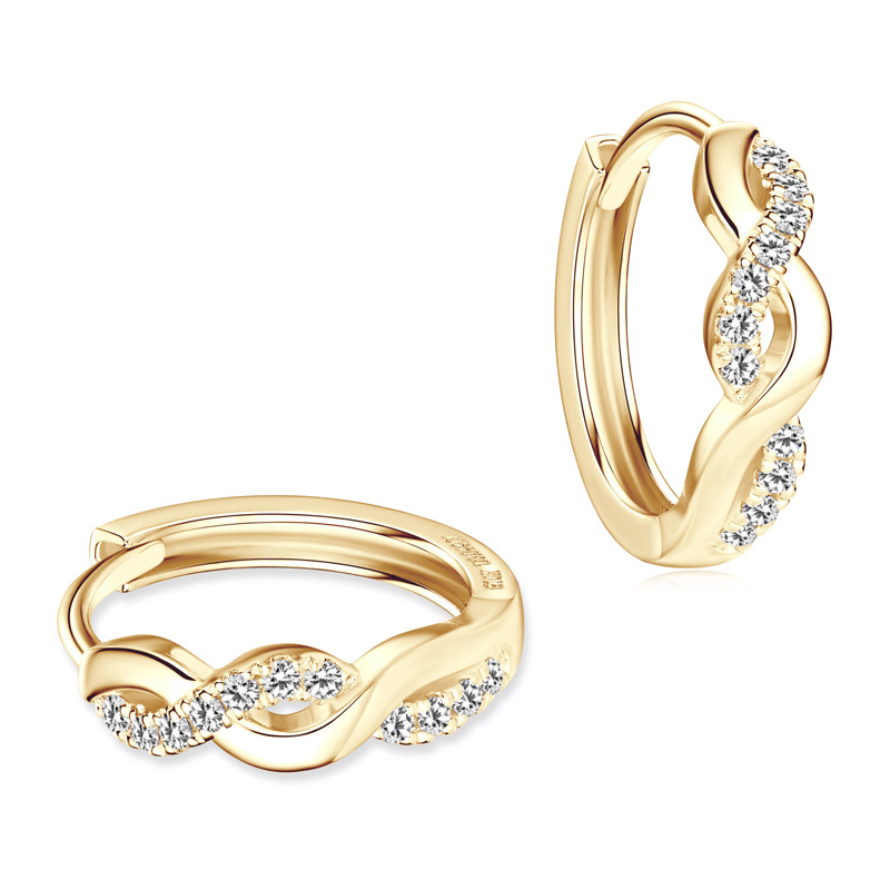 10K Gold Twisted Moissanite Hoop Earrings