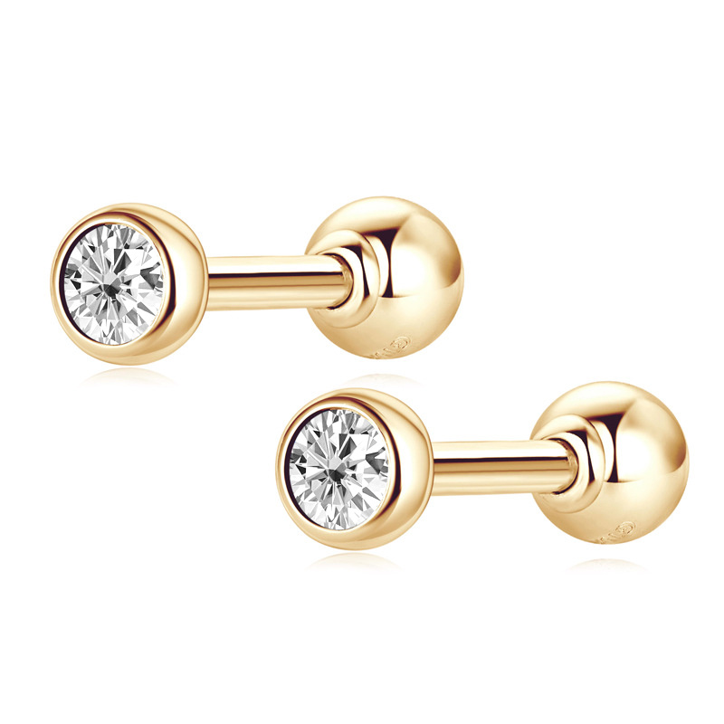 10K Gold Bubble Mini Moissanite Stud Earrings