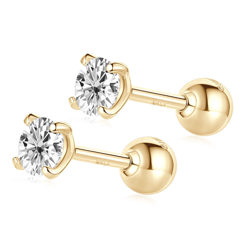 10K Gold Mini Moissanite Stud Earrings