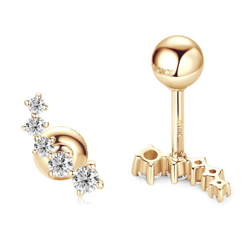 10K Gold 5-Star Mini Moissanite Stud Earrings