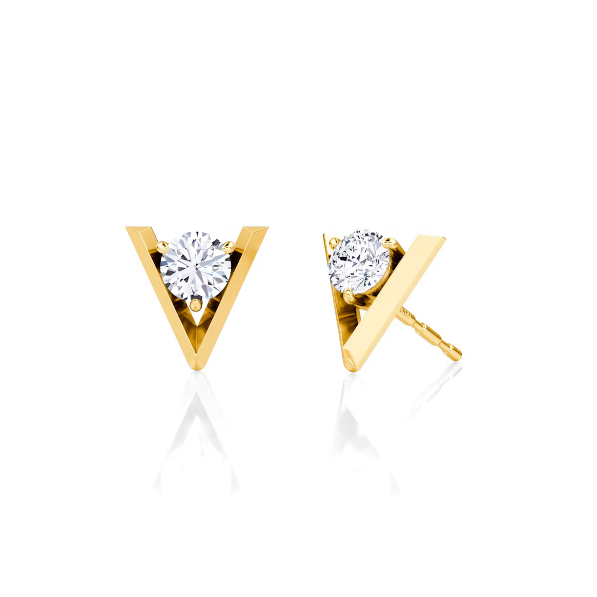 V Solitaire Moissanite Stud Earrings