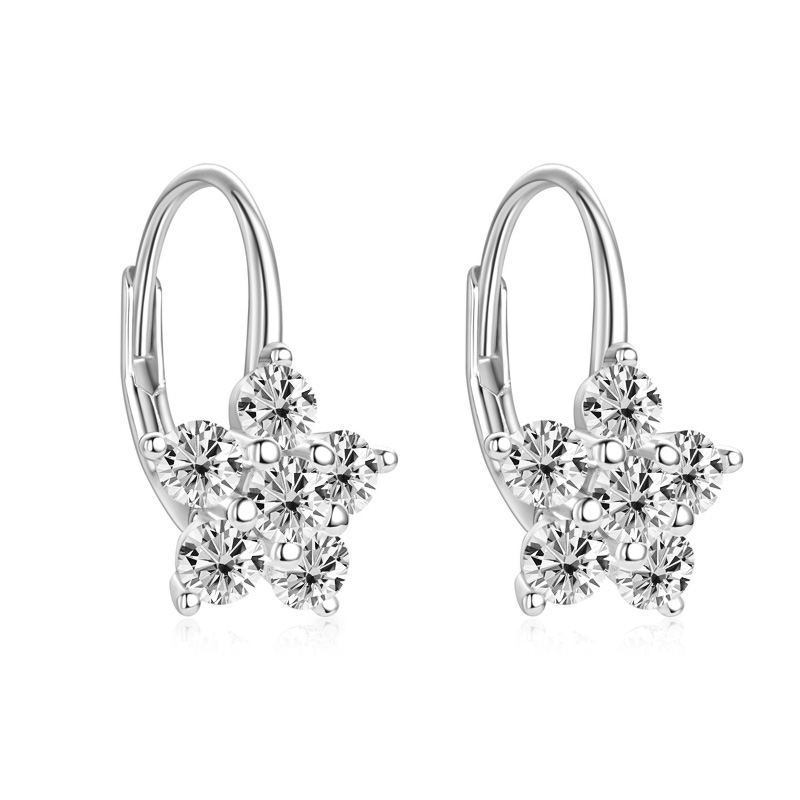 Flower Leverback Moissanite Earrings