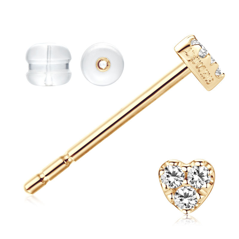 10K Gold Heart Mini Moissanite Stud Earrings