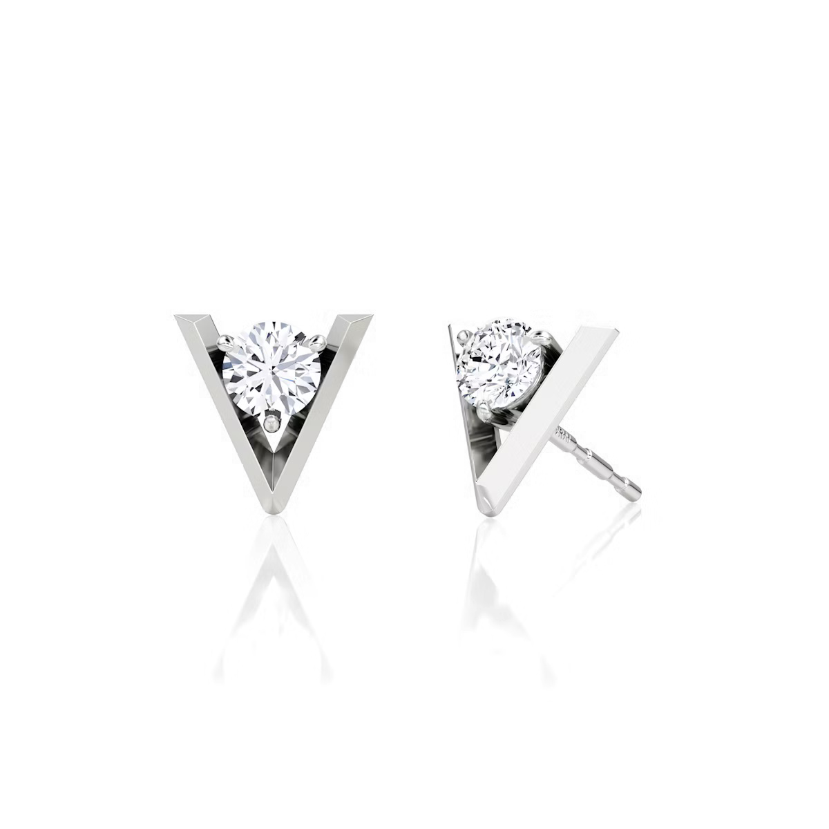 V Solitaire Moissanite Stud Earrings