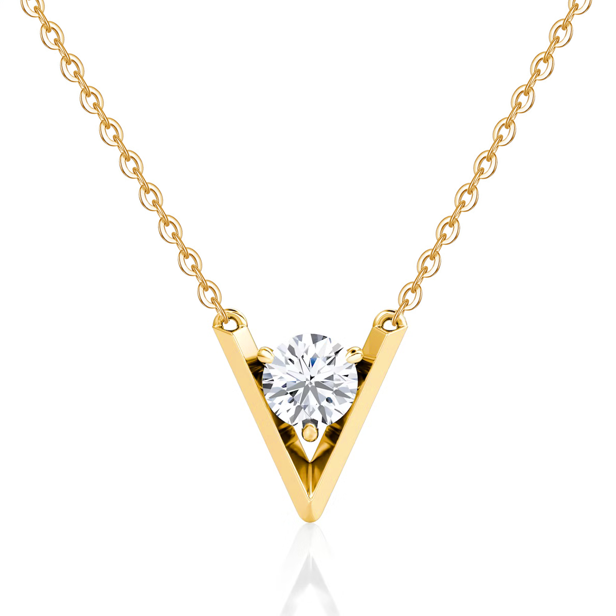 V Solitaire Moissanite Necklace
