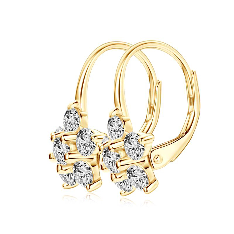 Flower Leverback Moissanite Earrings