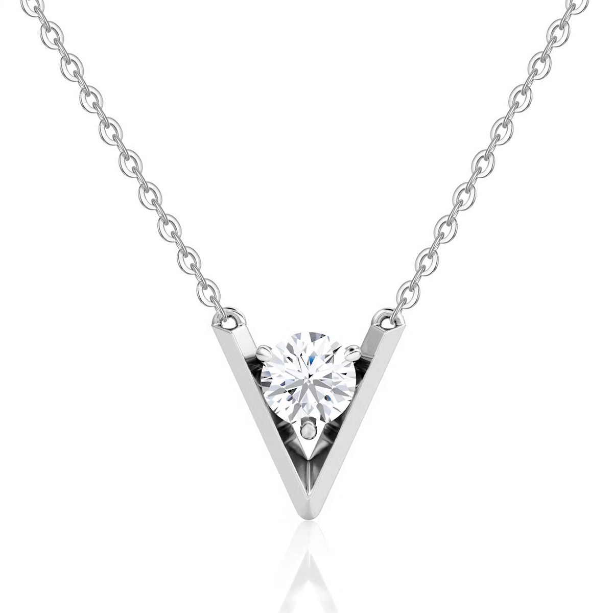 V Solitaire Moissanite Necklace