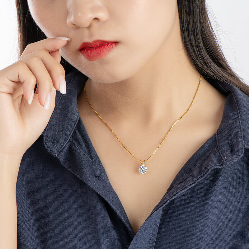 Classic Three-Prong Moissanite Pendant 1.0 ct-VOOGME