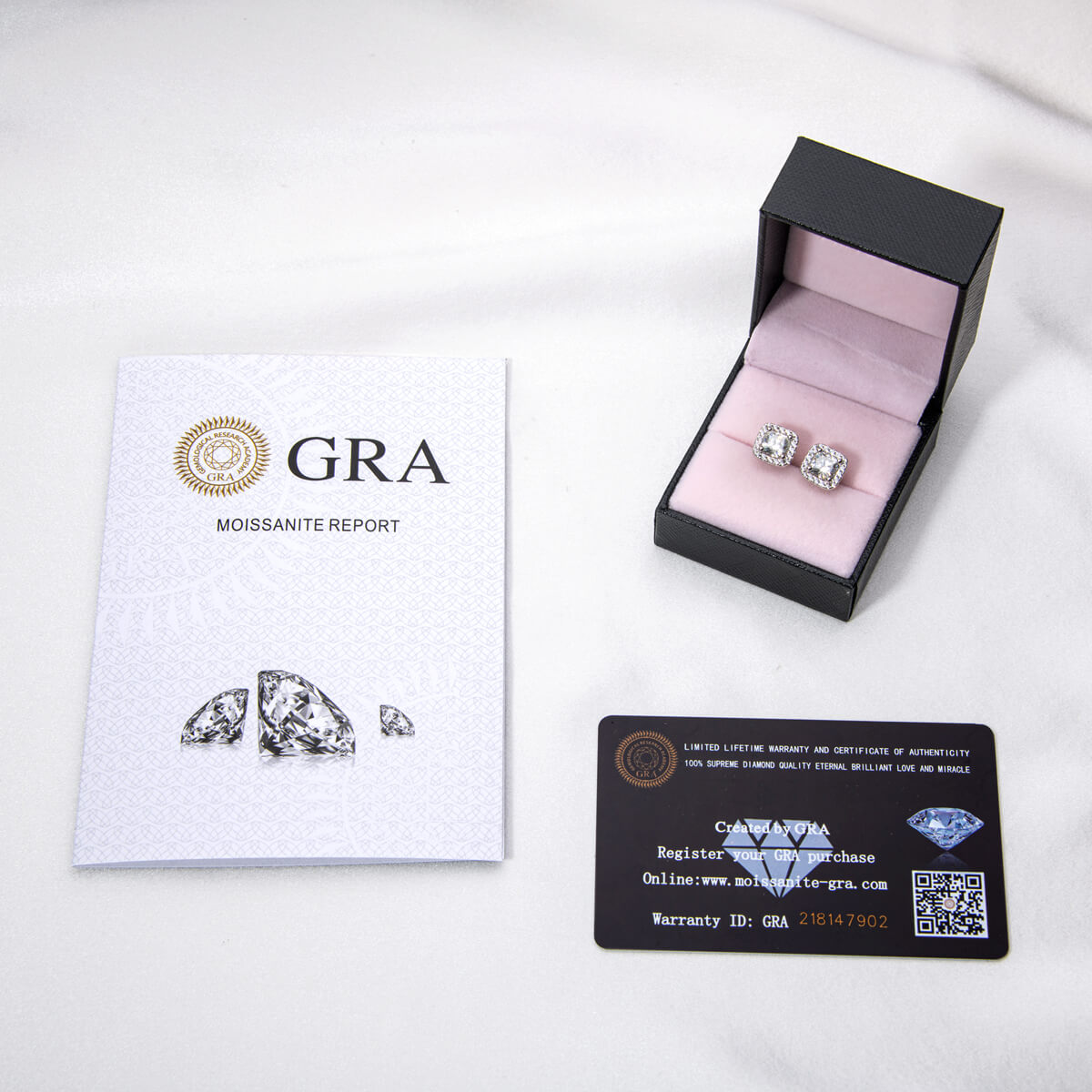 Cushion Shape Halo Moissanite Stud Earrings (2.0 ct.tw.)-VOOGME