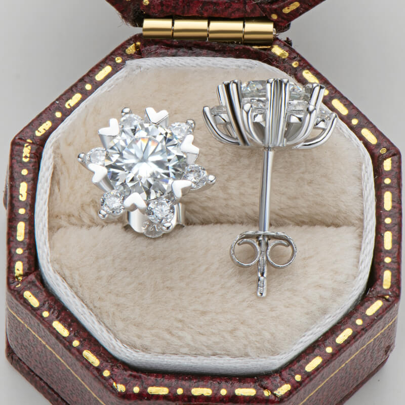 Snowflake Moissanite Stud Earrings (1.6 ct.tw.)-VOOGME