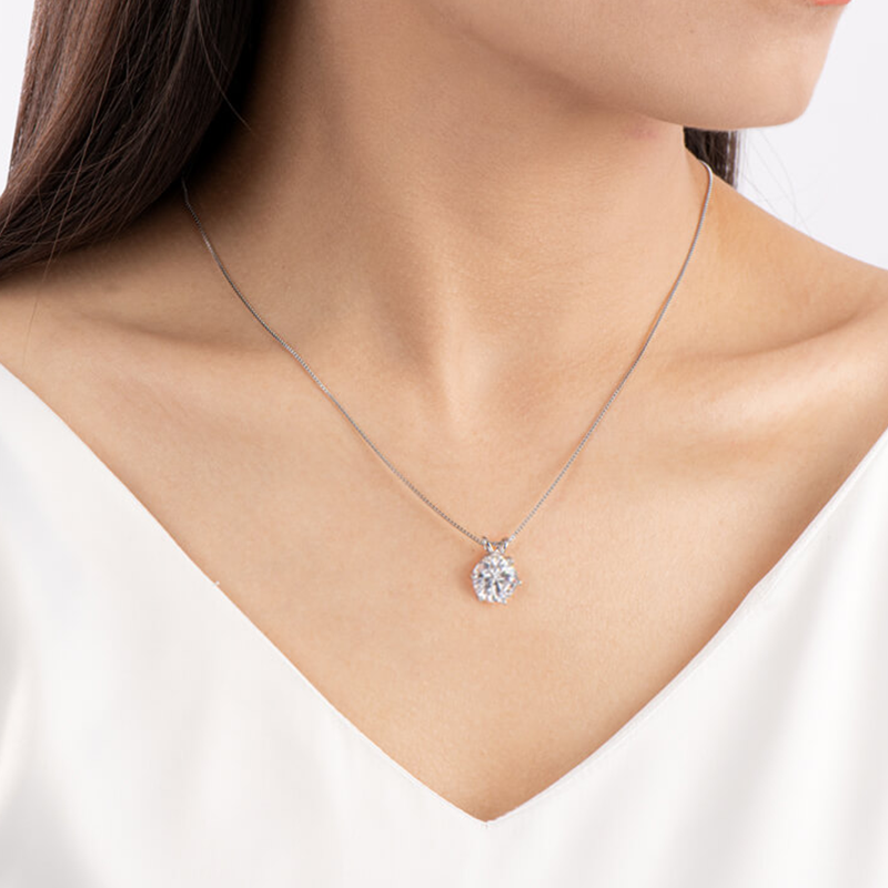 Classic Six-Prong Moissanite Pendant-VOOGME