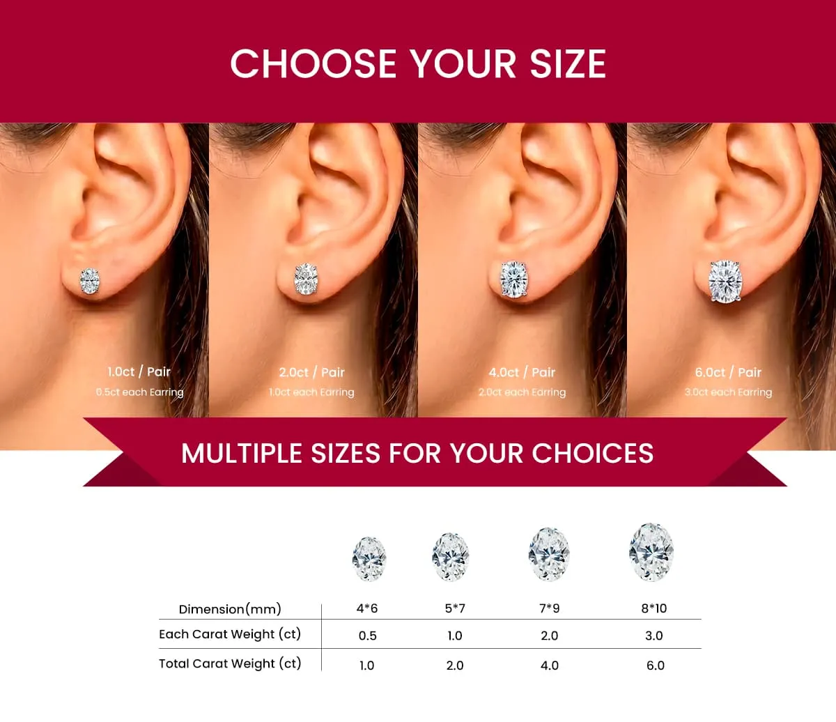 Classic Oval Moissanite Stud Earrings