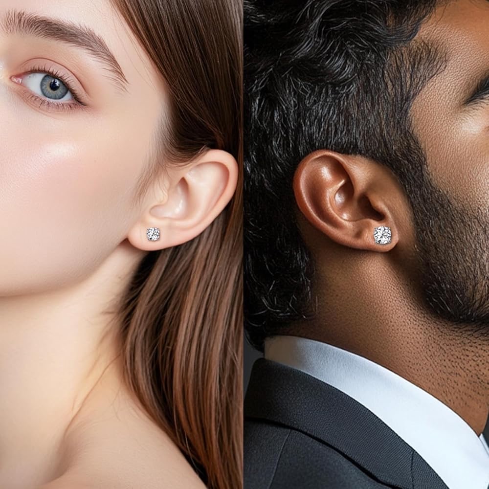 Naiad Four-Prong Moissanite Stud Earrings