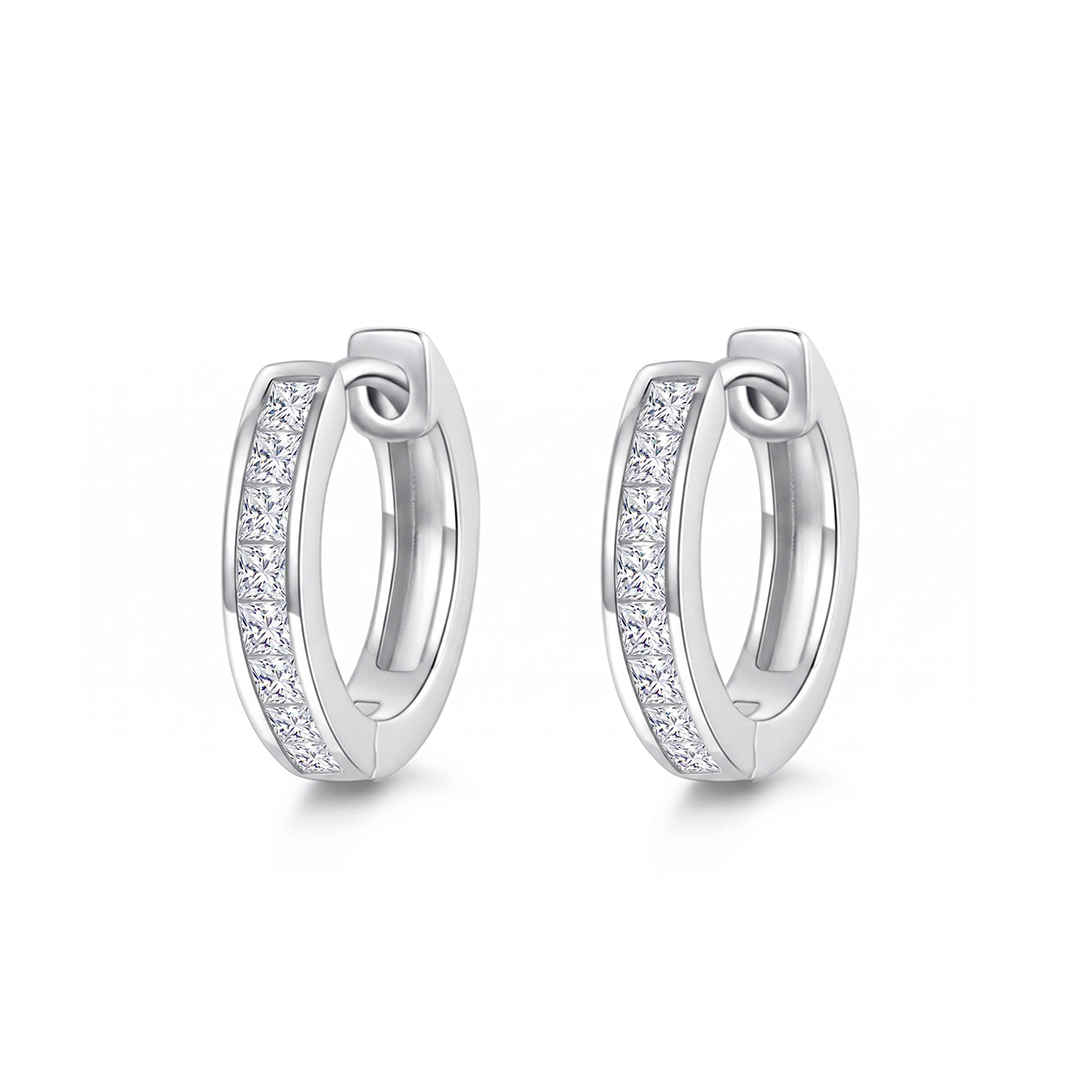 Channel Moissanite Hoop Earrings