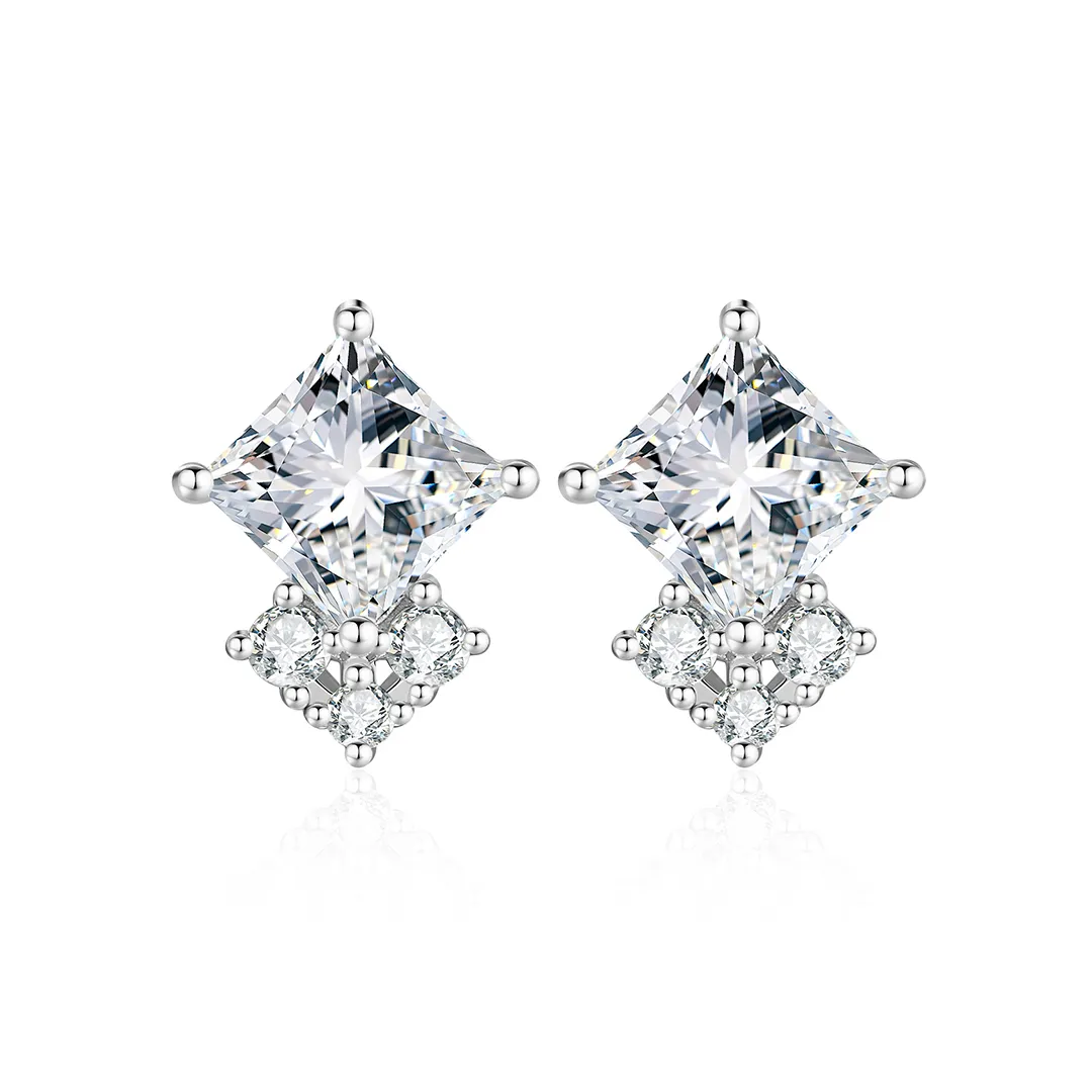 Princess Heart Moissanite Stud Earrings