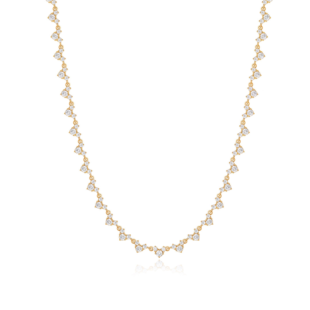 Three-Stone Heart Moissanite Tennis Necklace