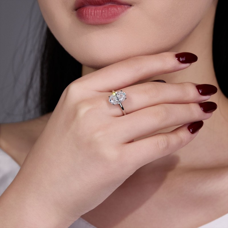 Classic Four-Prong Oval Moissanite Ring
