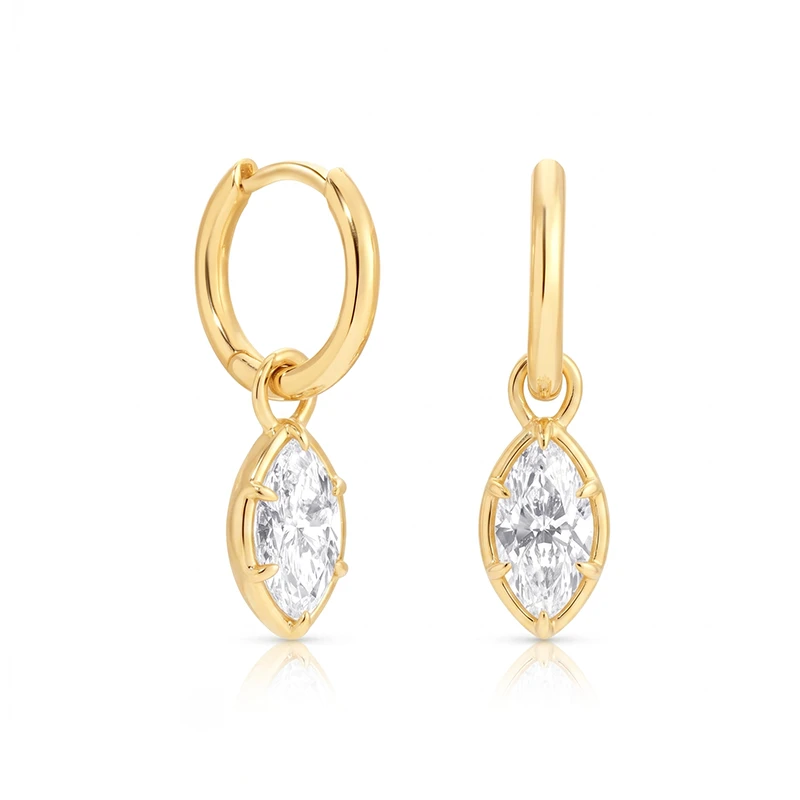 Marquise Bezel Illusion Hoop Moissanite Earrings