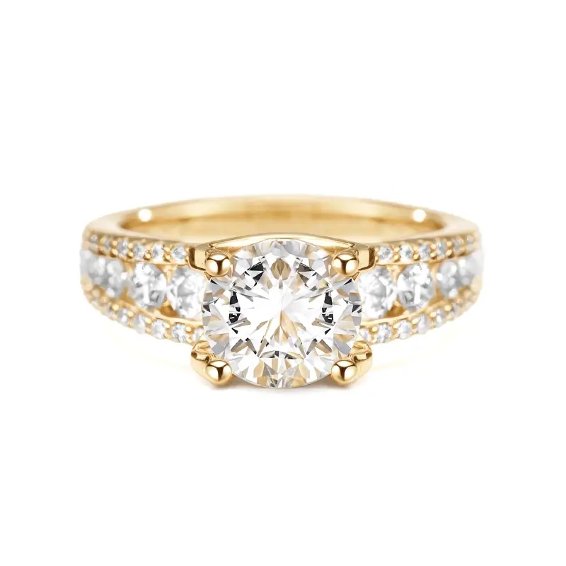 Channel Side-Stone Moissanite Ring