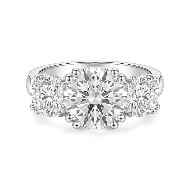 Double Claws Three Stones Moissanite Engagement Ring (5.0 ct. tw)