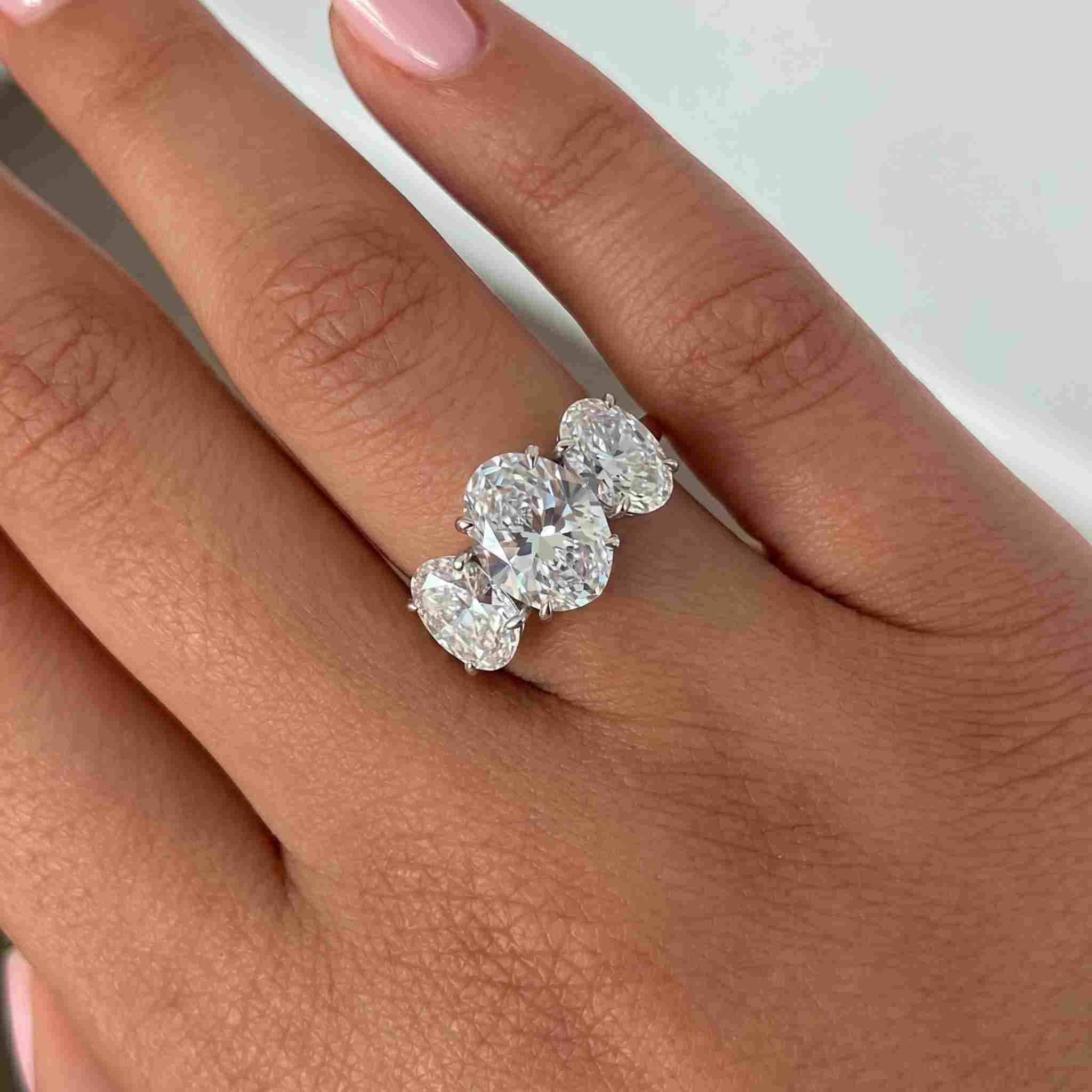 3.5CT Three-Stone Oval Moissanite Ring