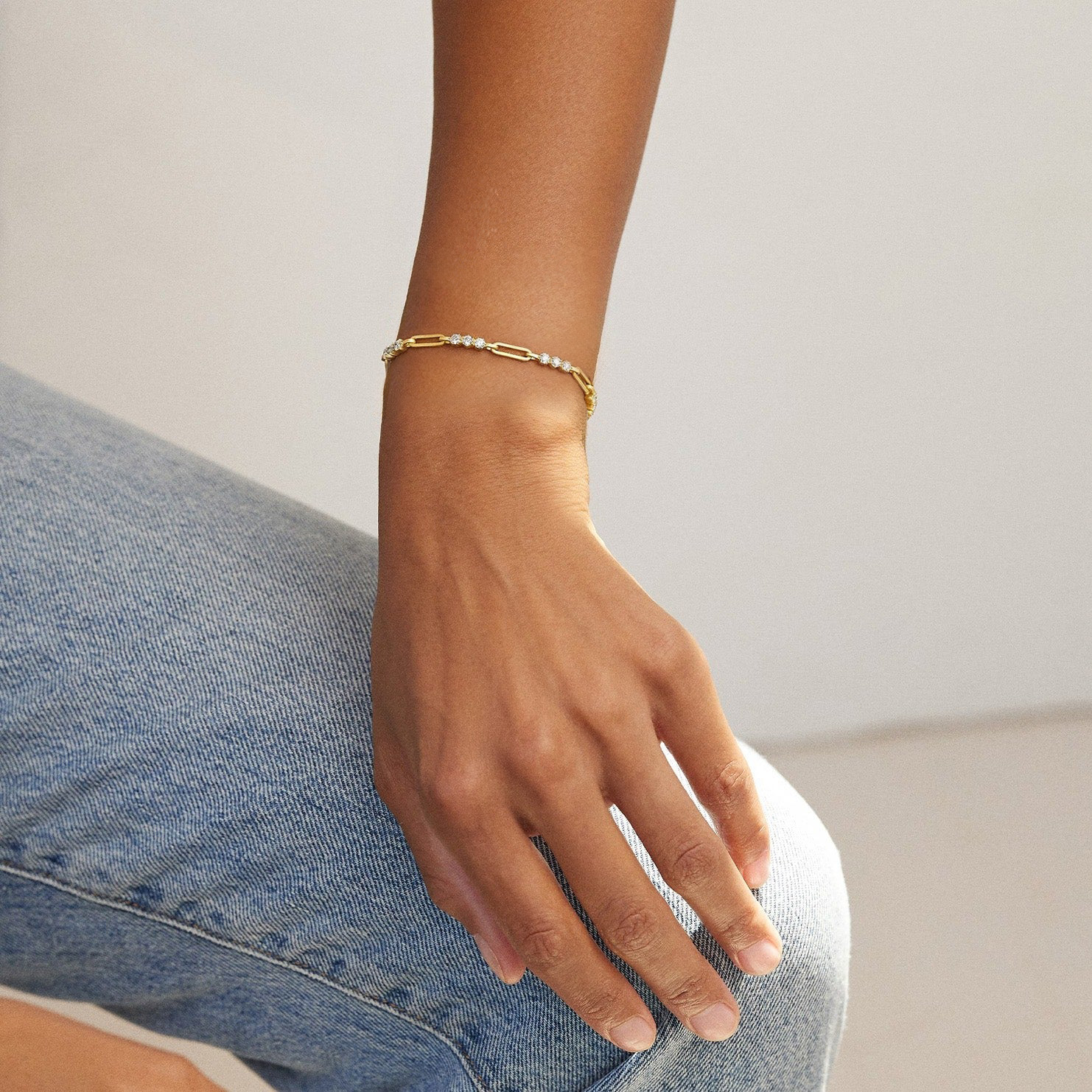 Paperclip Tennis Moissanite Bracelet-VOOGME