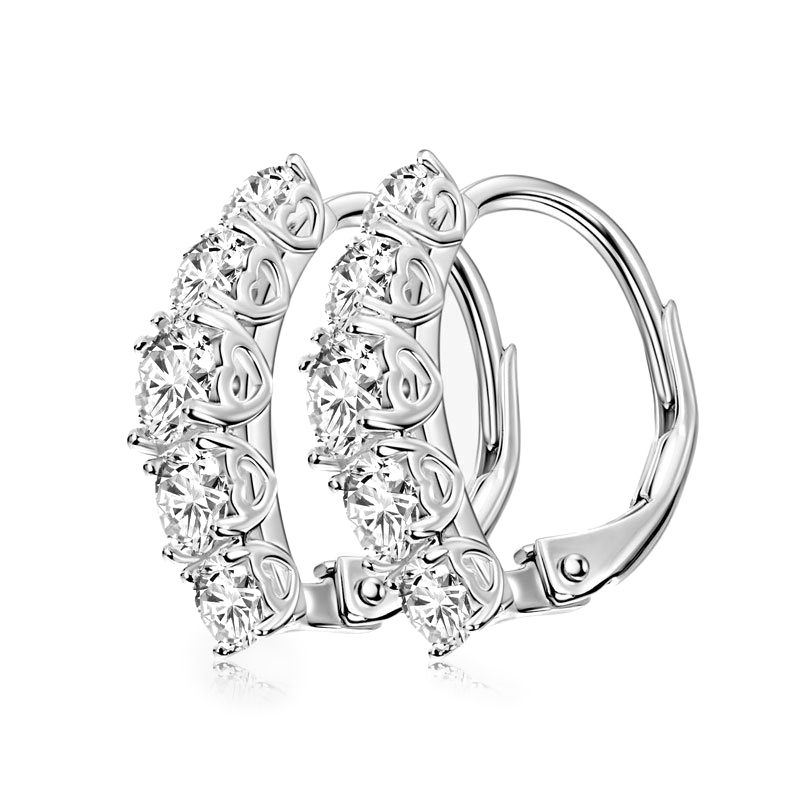 Five-Stone Love Leverback Moissanite Earrings