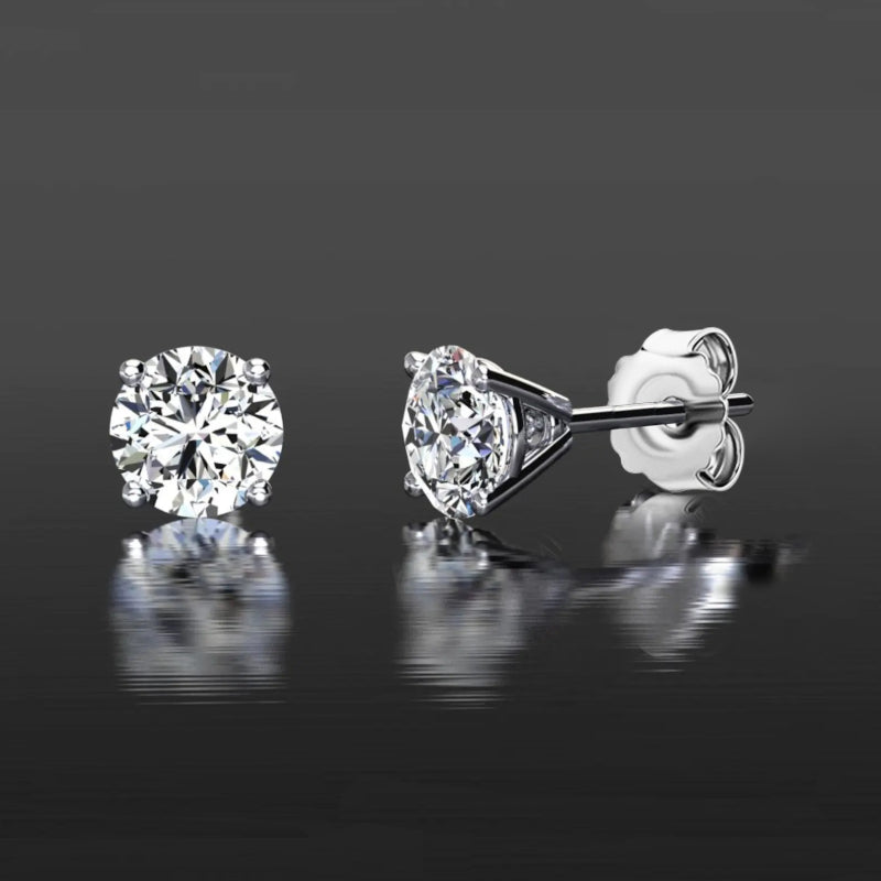 Martini Setting Four-Prong Moissanite Stud Earrings (2.0 ct.tw.)-VOOGME