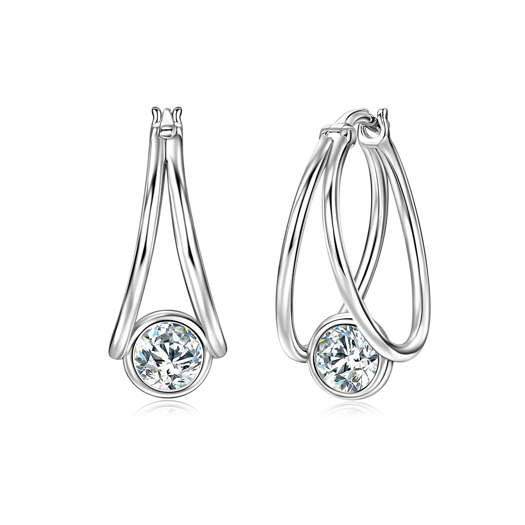 Double Layered Moissanite Hoop Earrings