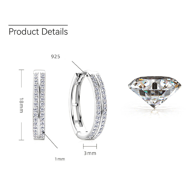 Inline Moissanite Hoop Earrings-VOOGME