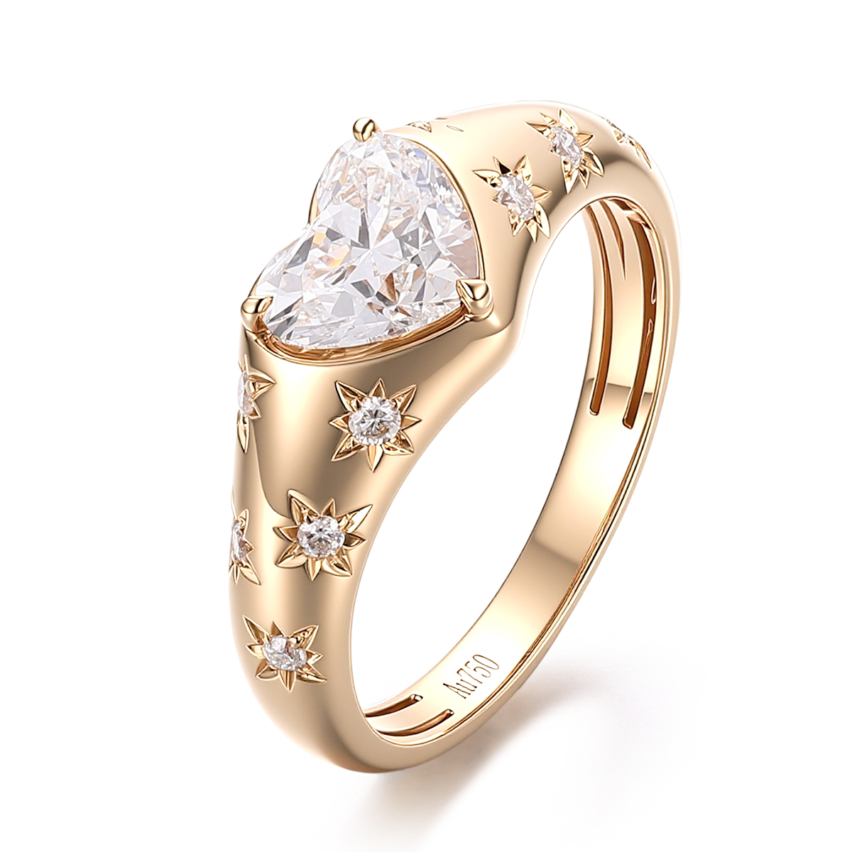 Bezel Heart Star Moissanite Ring