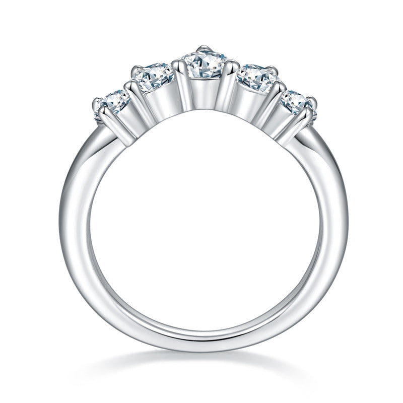 Five Stones Embrace Moissanite Wedding Band-VOOGME