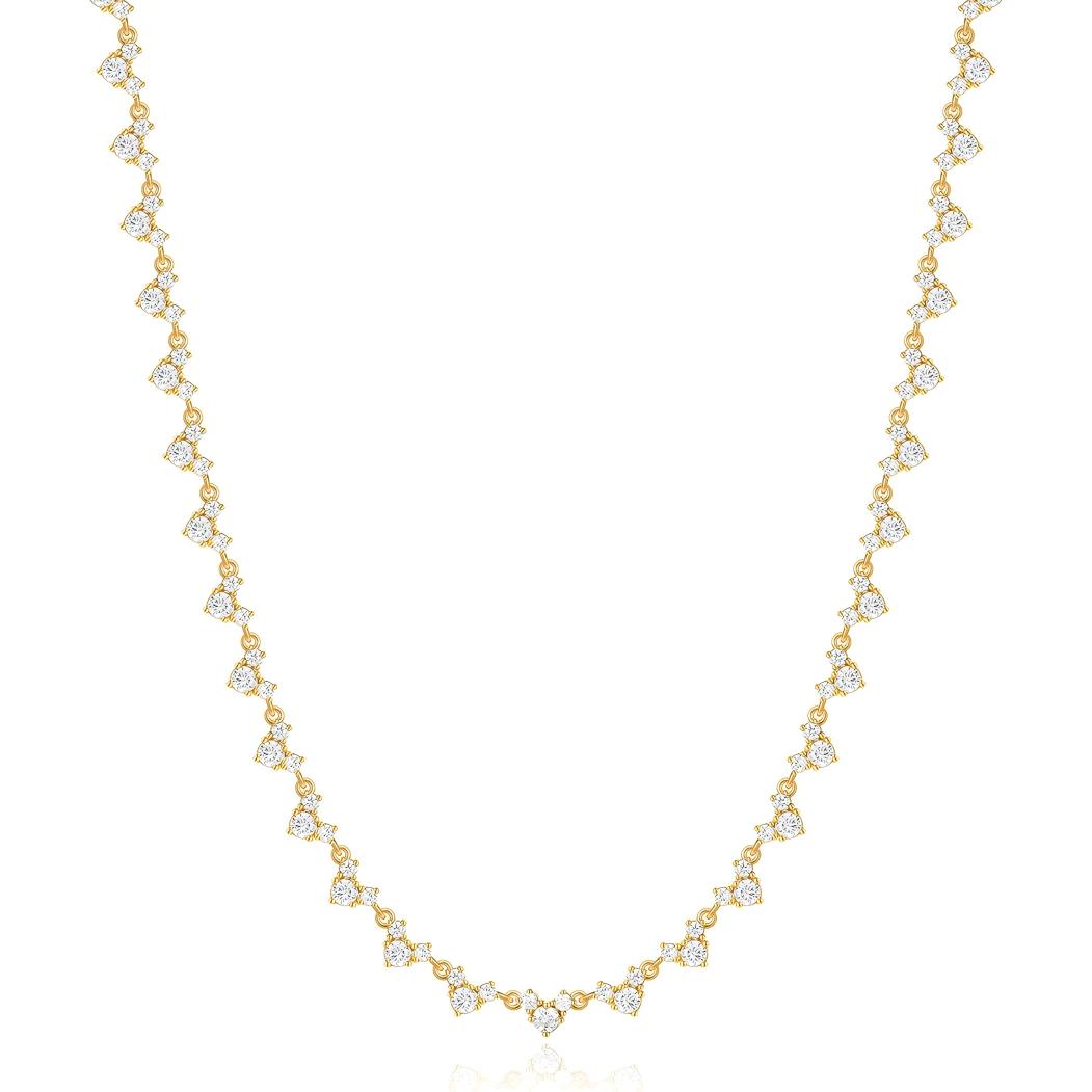 Three-Stone Heart Moissanite Tennis Necklace